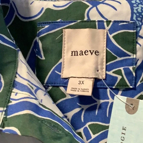 Anthropologie Blue and Green Floral Dress/Top Size 3X NWT see close up pics - Picture 5 of 5